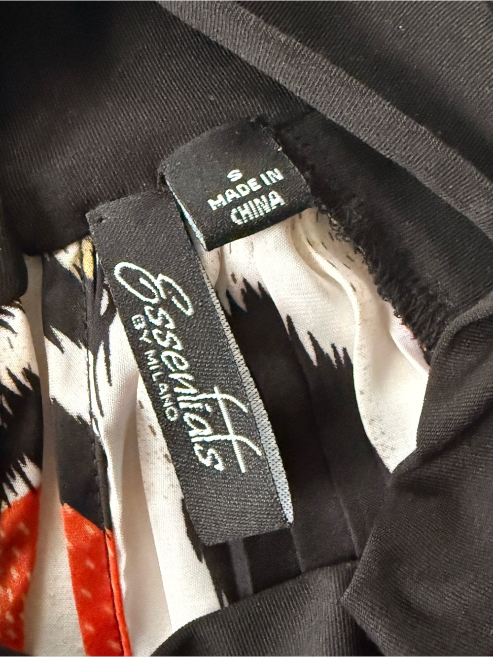 Essentials Black, White & Orange Printed Blouse s. S Halter style - Picture 3 of 5